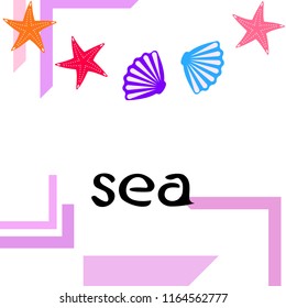starfish shell sea vector background