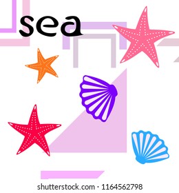 starfish shell sea vector background