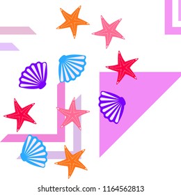 starfish shell sea vector background