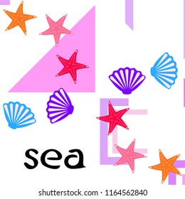 starfish shell sea vector background