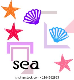 starfish shell sea vector background