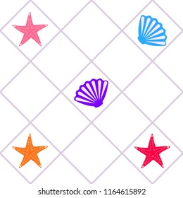 starfish shell sea vector background