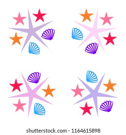 starfish shell sea vector background