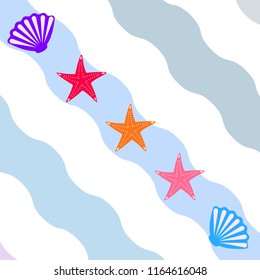 starfish shell sea vector background