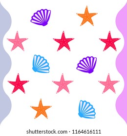 starfish shell sea vector background