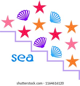 starfish shell sea vector background
