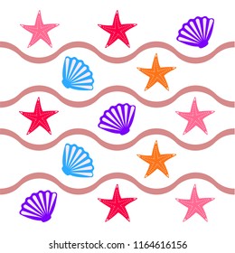 starfish shell sea vector background