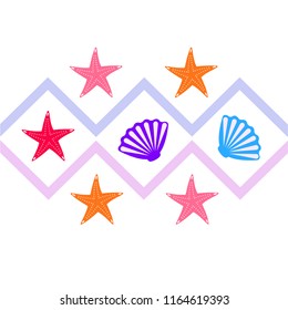 starfish shell sea vector background