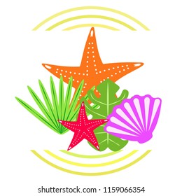 starfish shell tropical plant vector background
