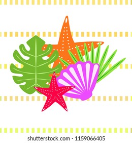 starfish shell tropical plant vector background