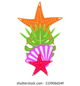 starfish shell tropical plant vector background