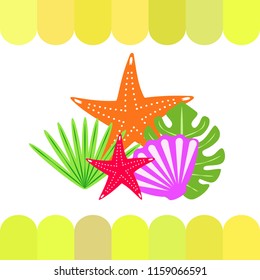 starfish shell tropical plant vector background