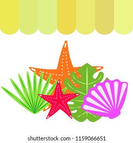 starfish shell tropical plant vector background