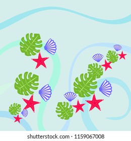 starfish shell tropical plant vector background