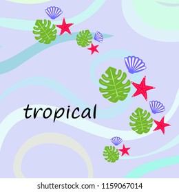 starfish shell tropical plant vector background