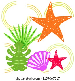 starfish shell tropical plant vector background