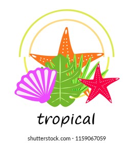 starfish shell tropical plant vector background