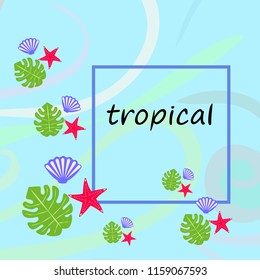 starfish shell tropical plant vector background