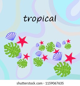 starfish shell tropical plant vector background
