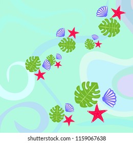 starfish shell tropical plant vector background