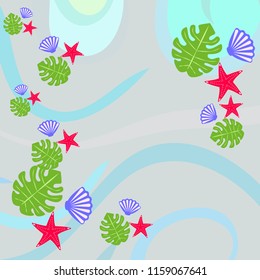 starfish shell tropical plant vector background