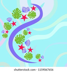 starfish shell tropical plant vector background