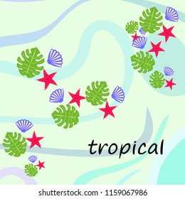 starfish shell tropical plant vector background
