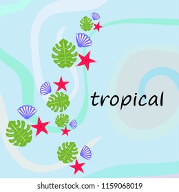 starfish shell tropical plant vector background