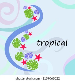 starfish shell tropical plant vector background