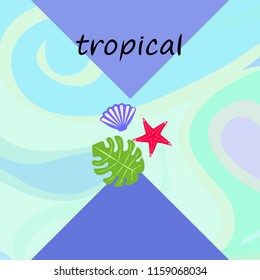 starfish shell tropical plant vector background