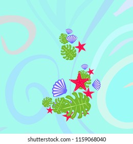 starfish shell tropical plant vector background