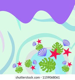 starfish shell tropical plant vector background