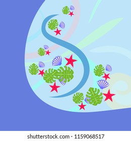 starfish shell tropical plant vector background