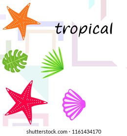 starfish shell tropical plant vector background