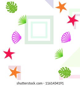 starfish shell tropical plant vector background