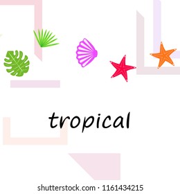 starfish shell tropical plant vector background
