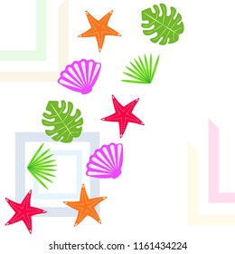 starfish shell tropical plant vector background