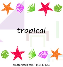 starfish shell tropical plant vector background