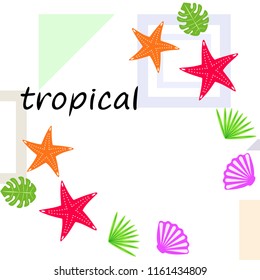 starfish shell tropical plant vector background