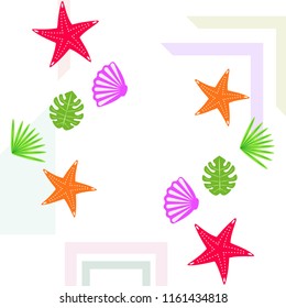 starfish shell tropical plant vector background