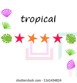 starfish shell tropical plant vector background