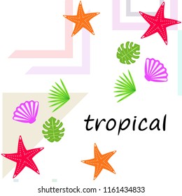 starfish shell tropical plant vector background