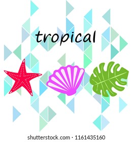 starfish shell tropical plant vector background