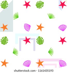 starfish shell tropical plant vector background