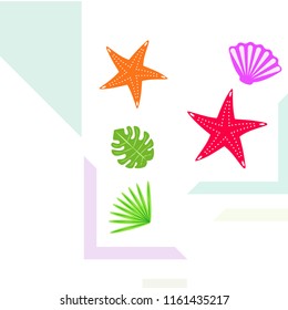 starfish shell tropical plant vector background