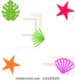 starfish shell tropical plant vector background