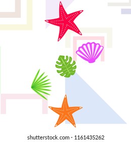 starfish shell tropical plant vector background