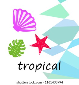 starfish shell tropical plant vector background