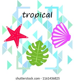 starfish shell tropical plant vector background