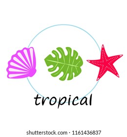 starfish shell tropical plant vector background